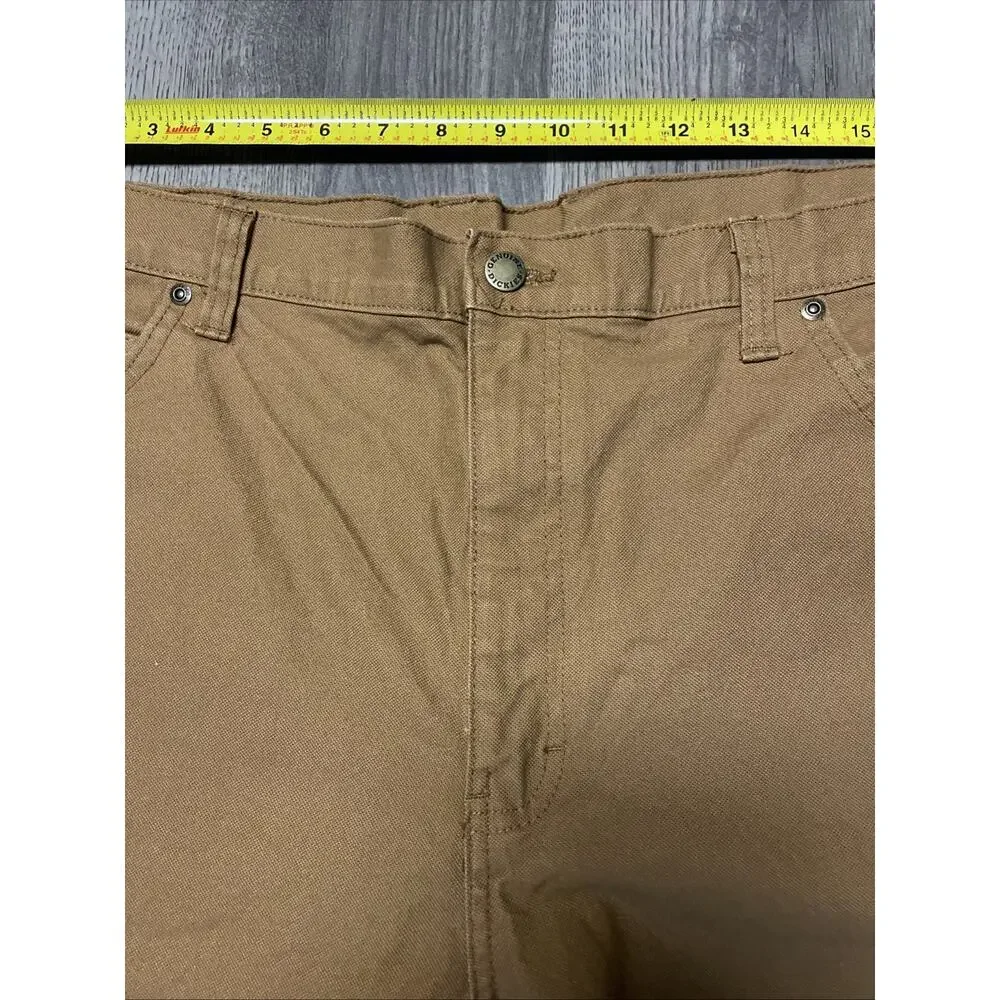 Dickies Carpenter Work Pants Mens 36x30 Brown Relaxed Fit Hammer Loop Cotton